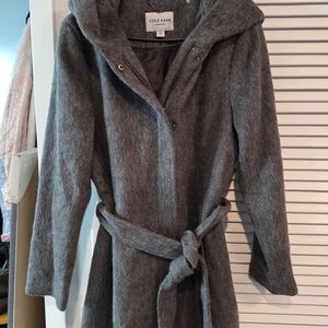 Cole Haan Gray Wool Coat with Belt